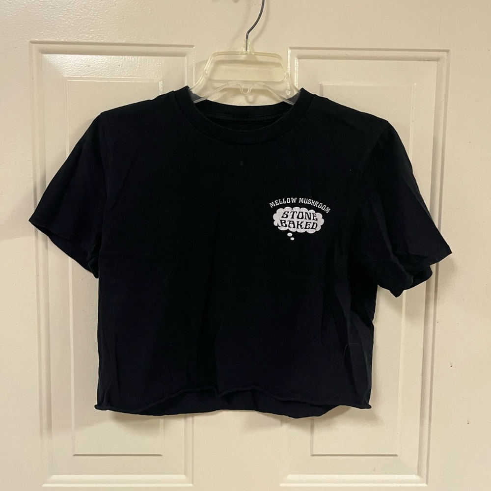 Black Graphic Crop Top
